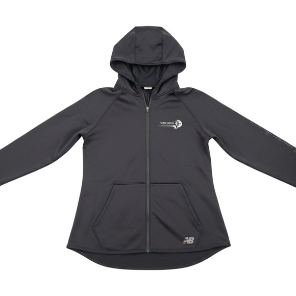 New Balance Tops - New Balance Full Zip Hoodie Womens Medium Black Excellent Hebrew Graphic Fleece